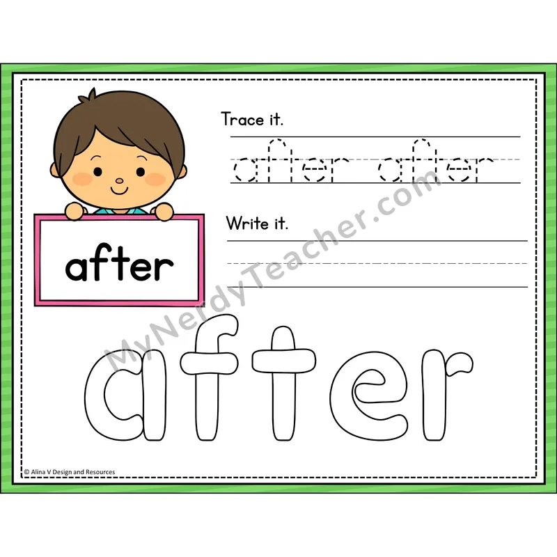 Sight Word Playdough Mats — 1st Grade - after