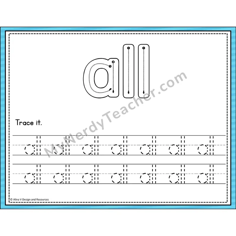 Sight Word Tracing Cards — Kindergarten - all