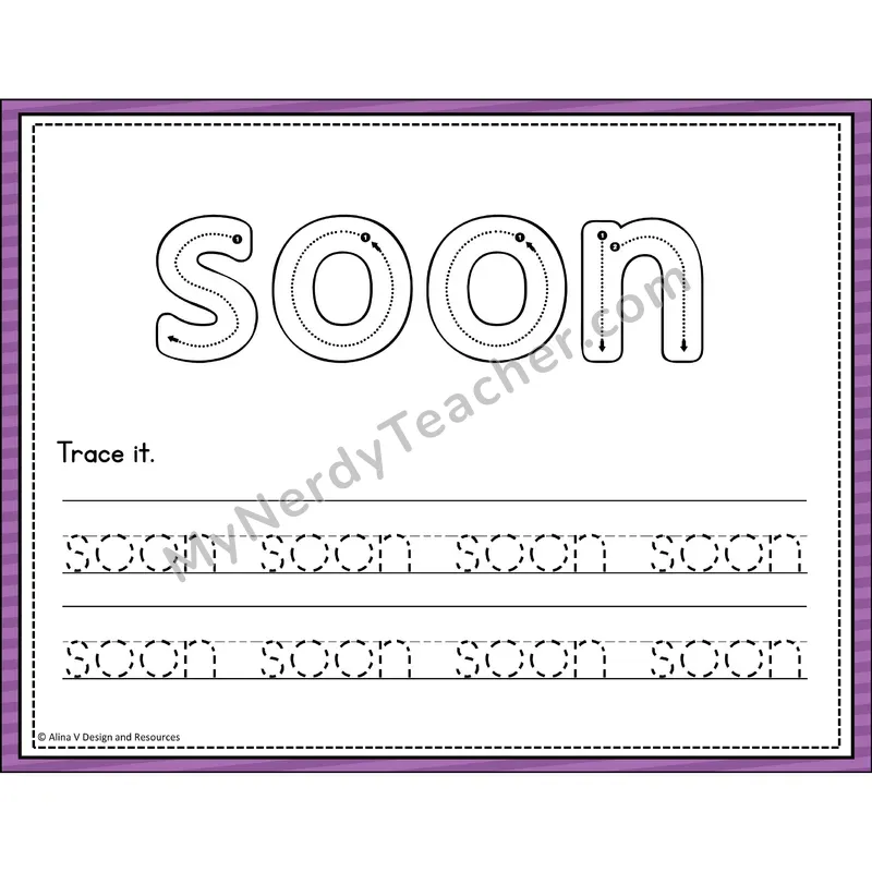 Sight Word Tracing Cards — Kindergarten - soon