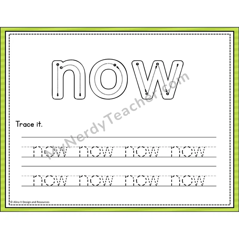 Sight Word Tracing Cards — Kindergarten - now