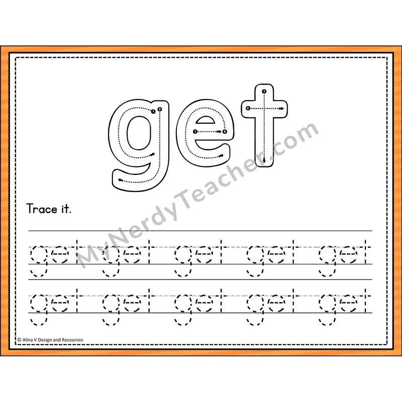 Sight Word Tracing Cards — Kindergarten - get
