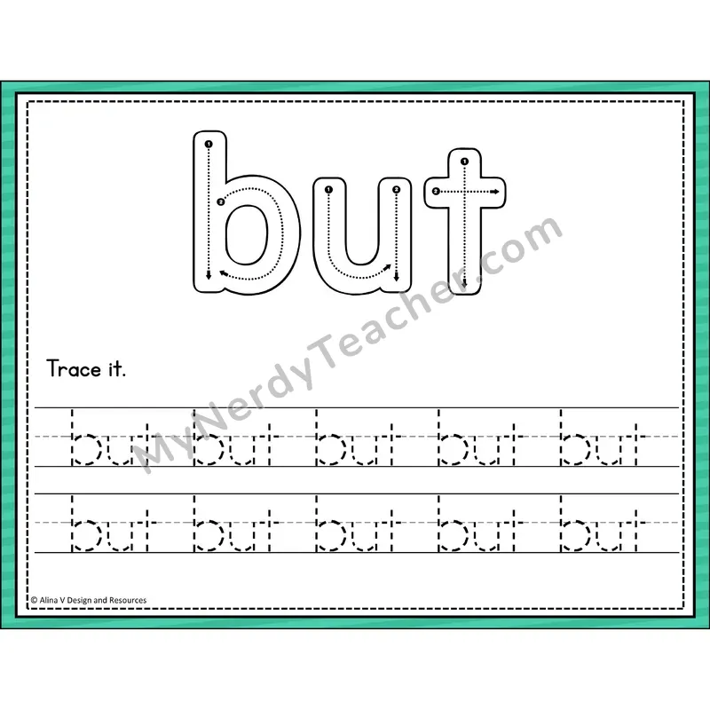 Sight Word Tracing Cards — Kindergarten - but