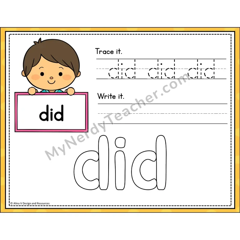 Sight Word Playdough Mats — Kindergarten - did