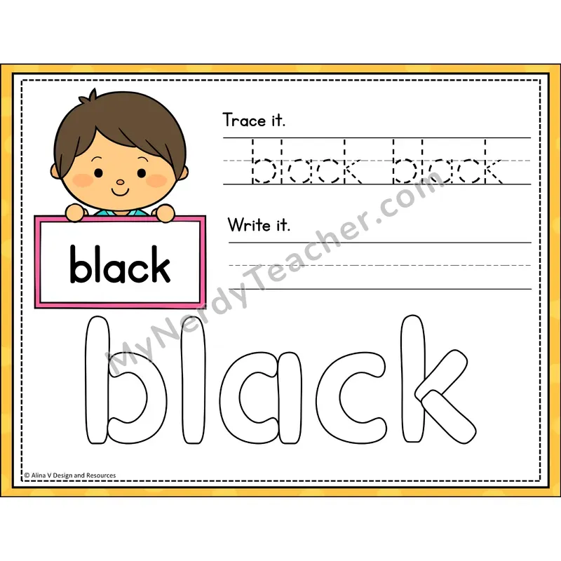 Sight Word Playdough Mats — Kindergarten - black