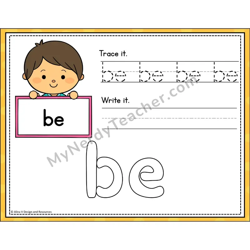 Sight Word Playdough Mats — Kindergarten - be