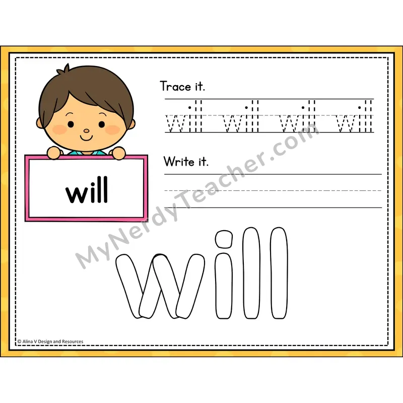 Sight Word Playdough Mats — Kindergarten - will