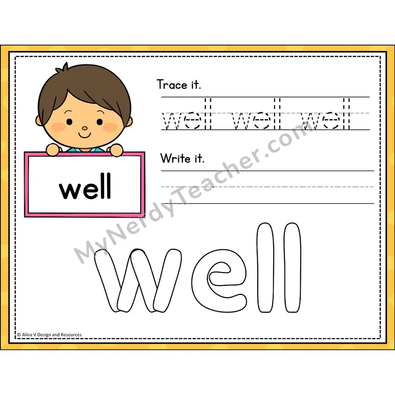 Sight Word Playdough Mats — Kindergarten - well