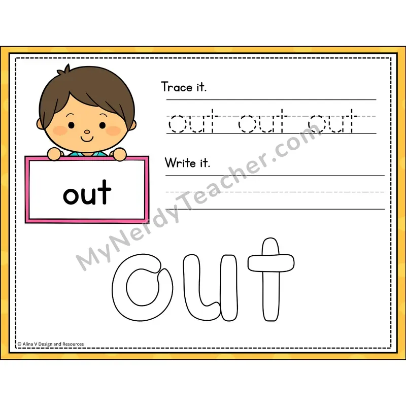 Sight Word Playdough Mats — Kindergarten - out