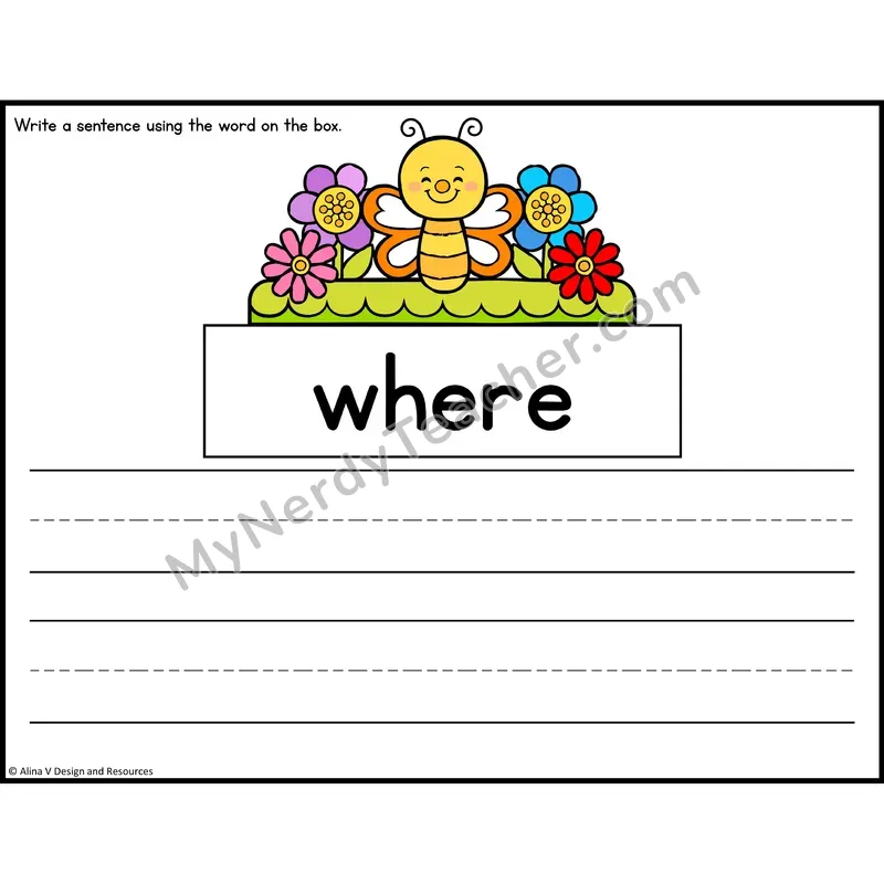 Sight Word Sentence Writing — Spring Theme — Preschool - where