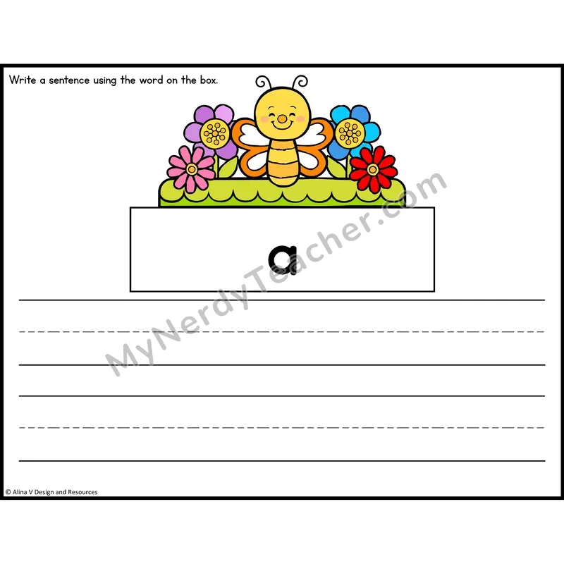 Sight Word Sentence Writing — Spring Theme — Preschool - a