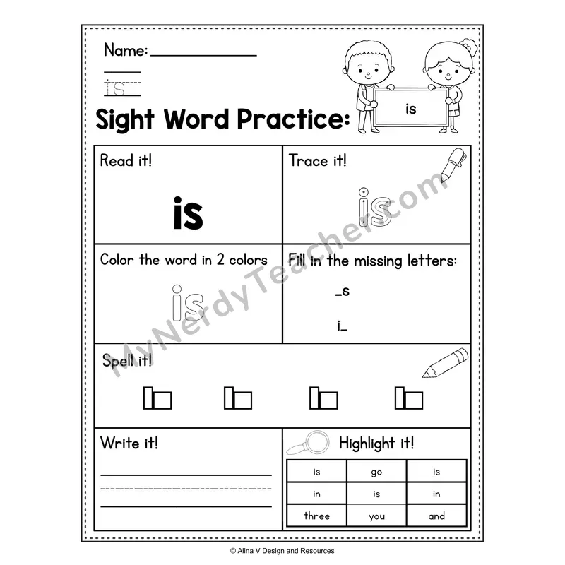 Sight Word Practice Worksheet — Preschool Practice Book - is