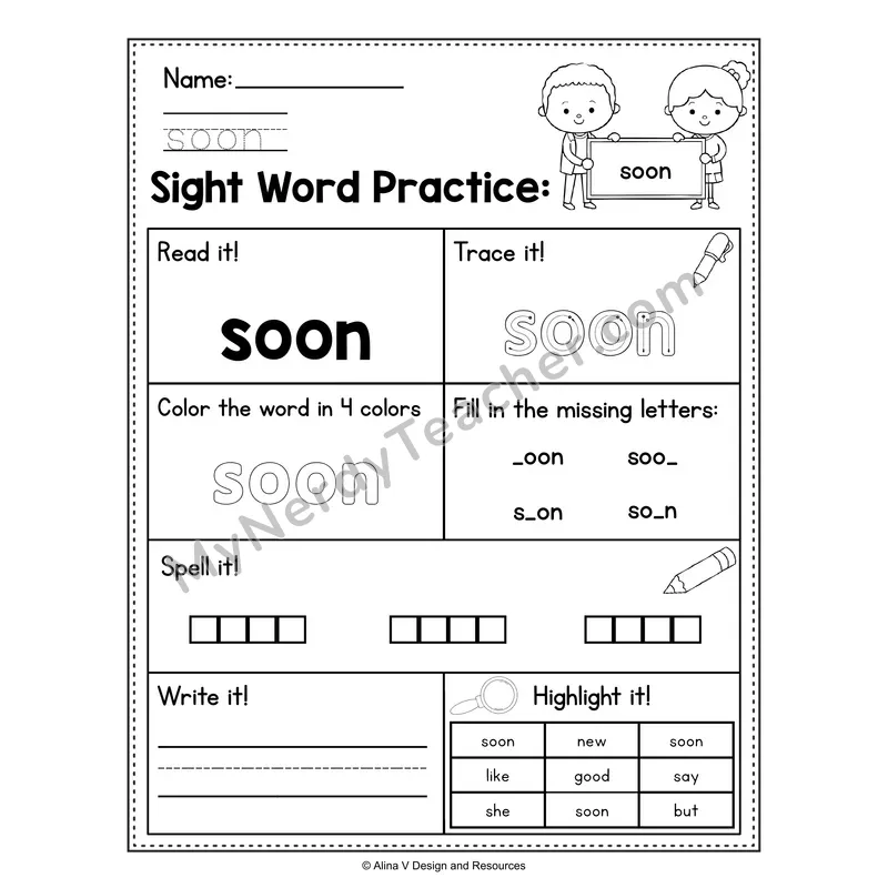 Sight Word Practice Worksheet — Kindergarten Practice Book - soon