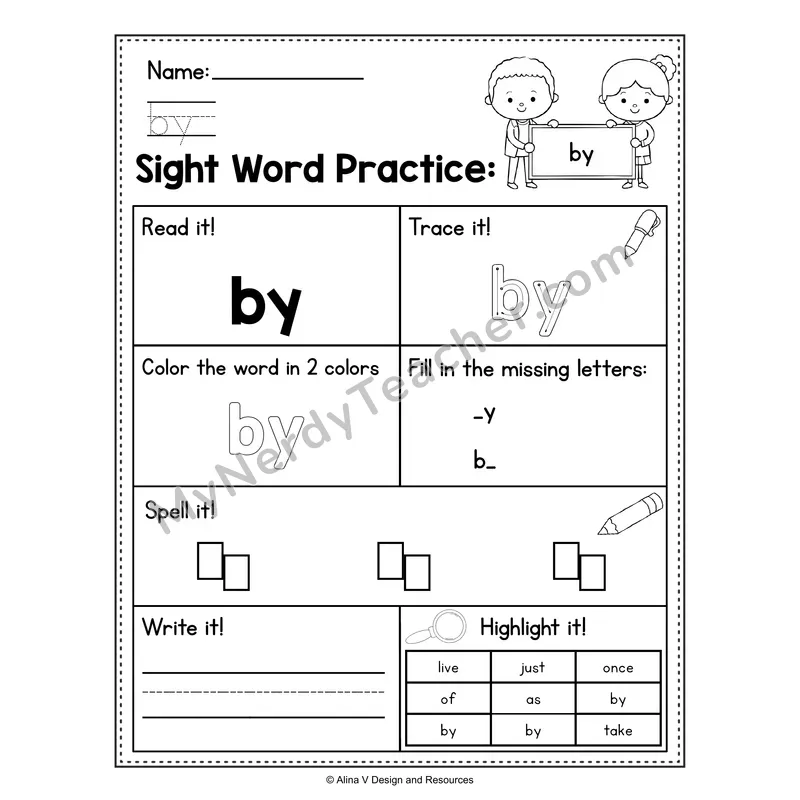Sight Word Practice Worksheet — 1st Grade Practice Book - by