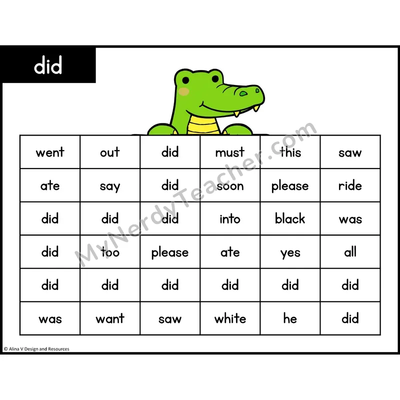 Sight Word Maze — Kindergarten - did