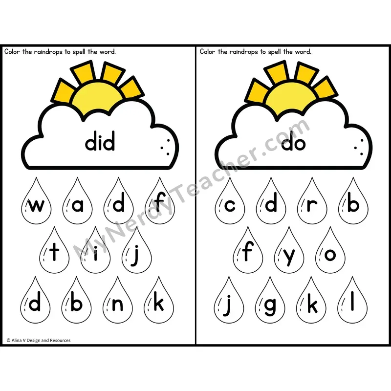Sight Word Letter Identification — Weather Theme — Kindergarten did, do
