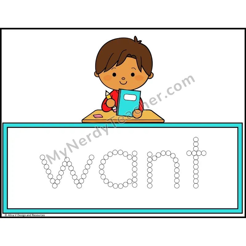 Q-Tip Painting Sight Words — Kindergarten - want