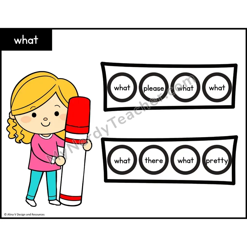Sight Word Bingo Dab — Kindergarten - what