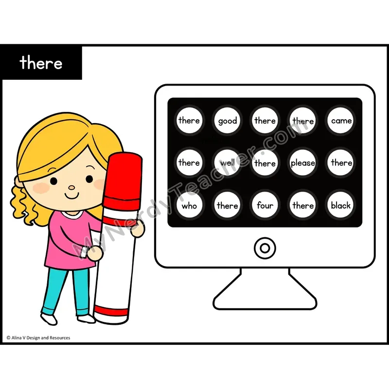 Sight Word Bingo Dab — Kindergarten - there