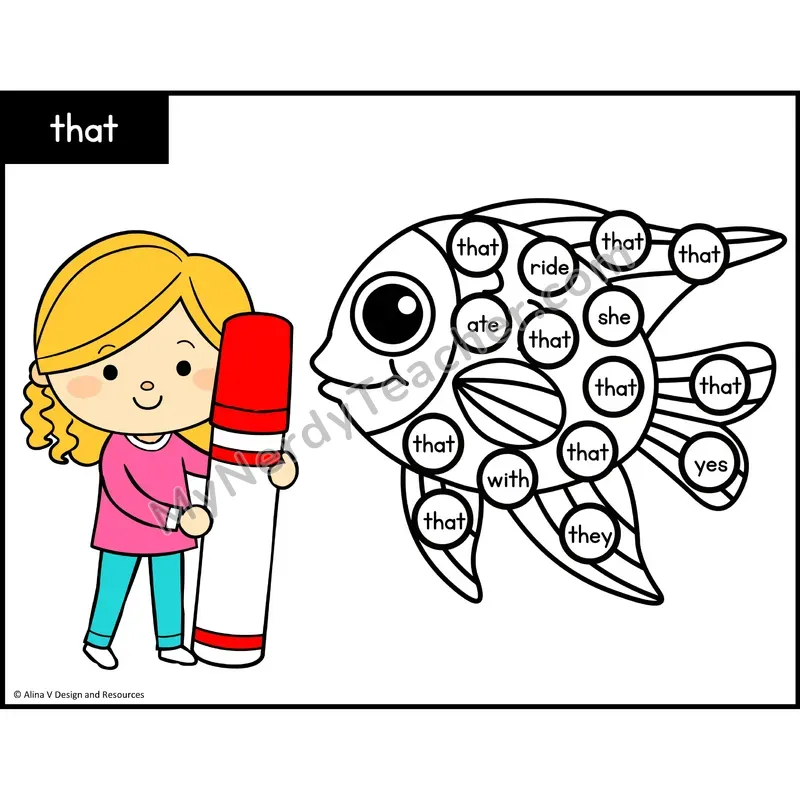 Sight Word Bingo Dab — Kindergarten - that