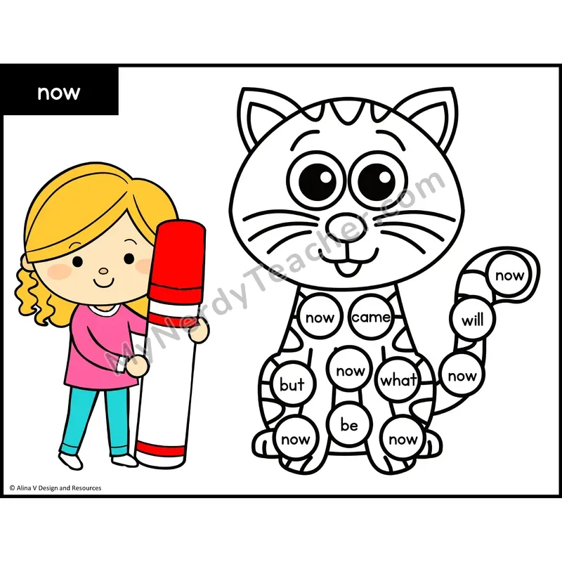 Sight Word Bingo Dab — Kindergarten - now