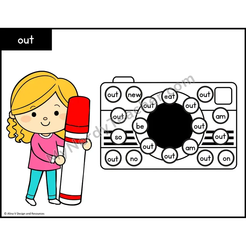 Sight Word Bingo Dab — Kindergarten - out