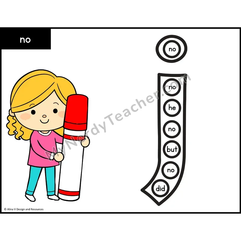 Sight Word Bingo Dab — Kindergarten - no