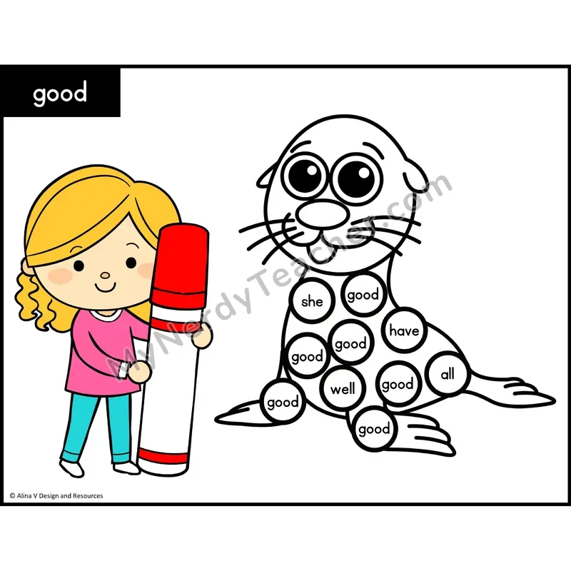 Sight Word Bingo Dab — Kindergarten - good