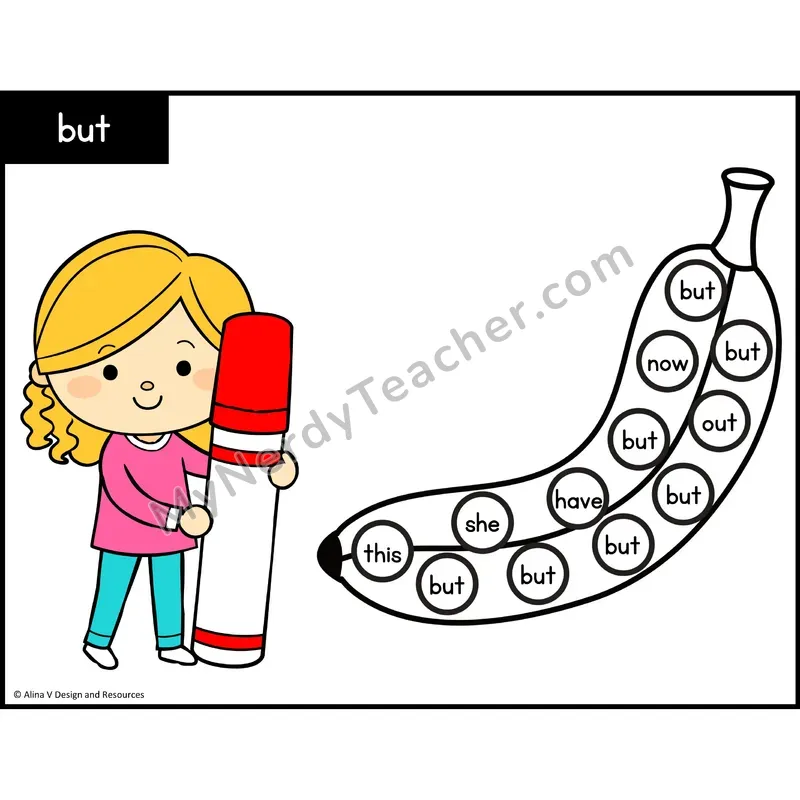 Sight Word Bingo Dab — Kindergarten - but