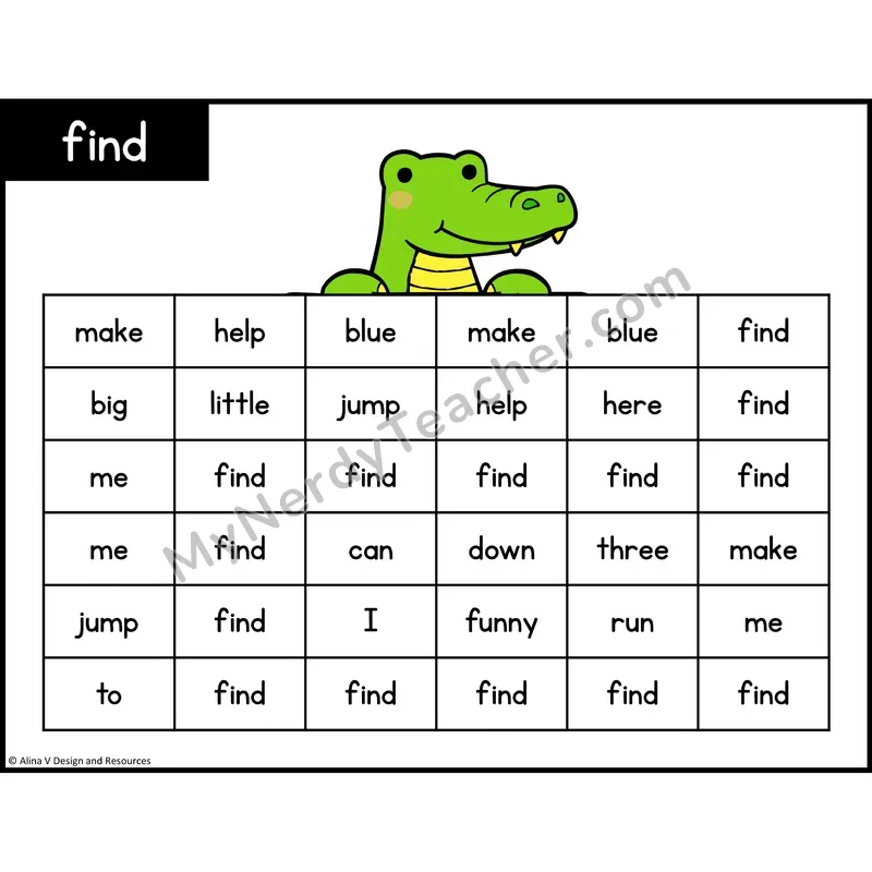 Sight Word Maze — Preschool - find