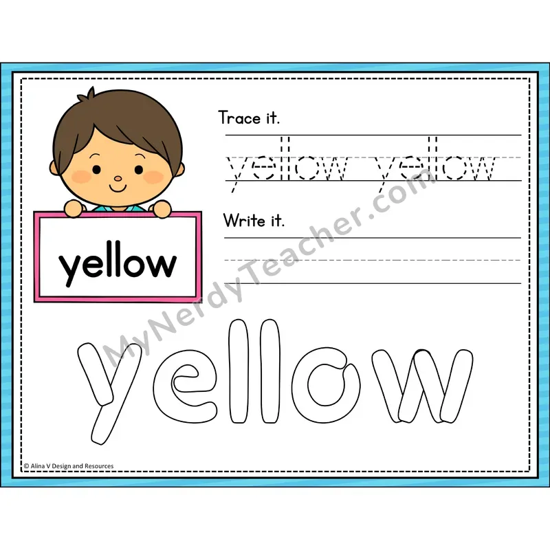 Sight Word Playdough Mats — Preschool - yellow
