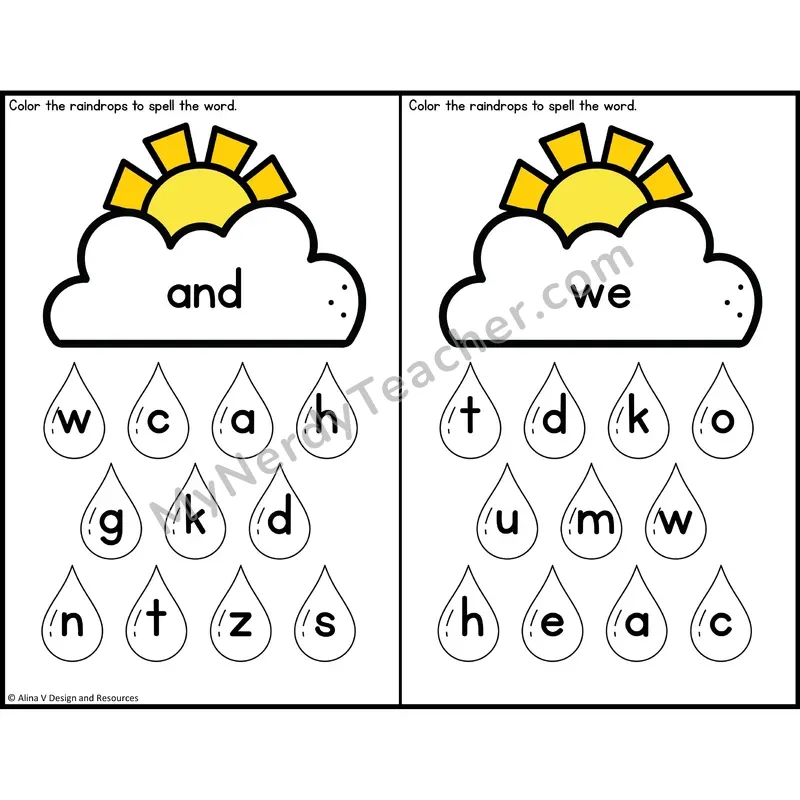 Sight Word Letter Identification — Weather Theme — Preschool - and, we