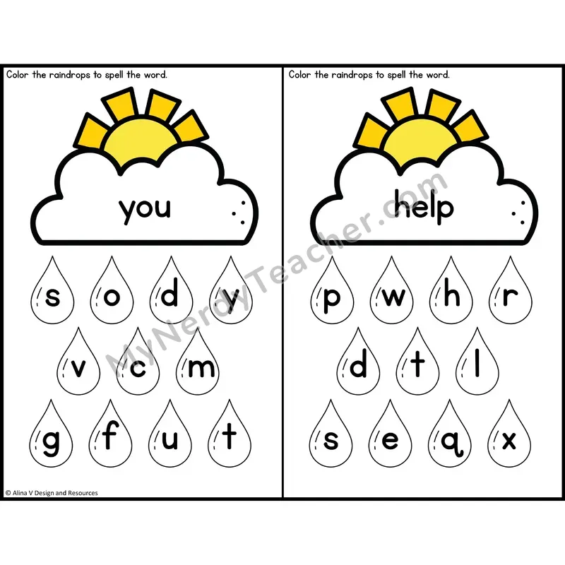 Sight Word Letter Identification — Weather Theme — Preschool - you, help