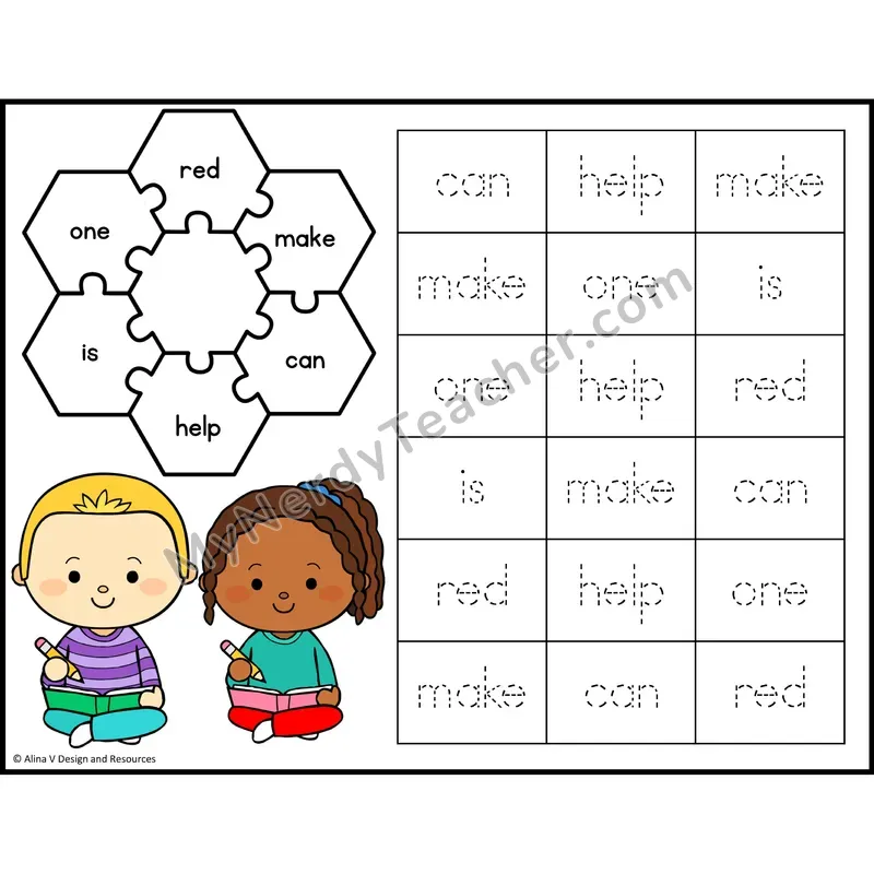 Spin and Trace Sight Words — Preschool - red, make, can, help, is, one