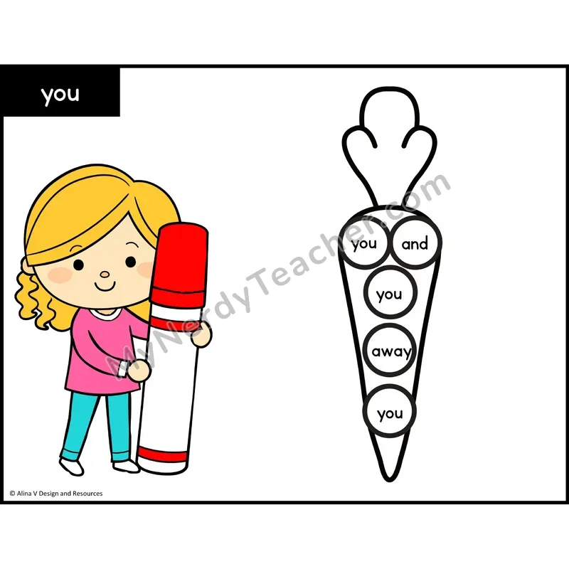 Sight Word Bingo Dab — Preschool - you