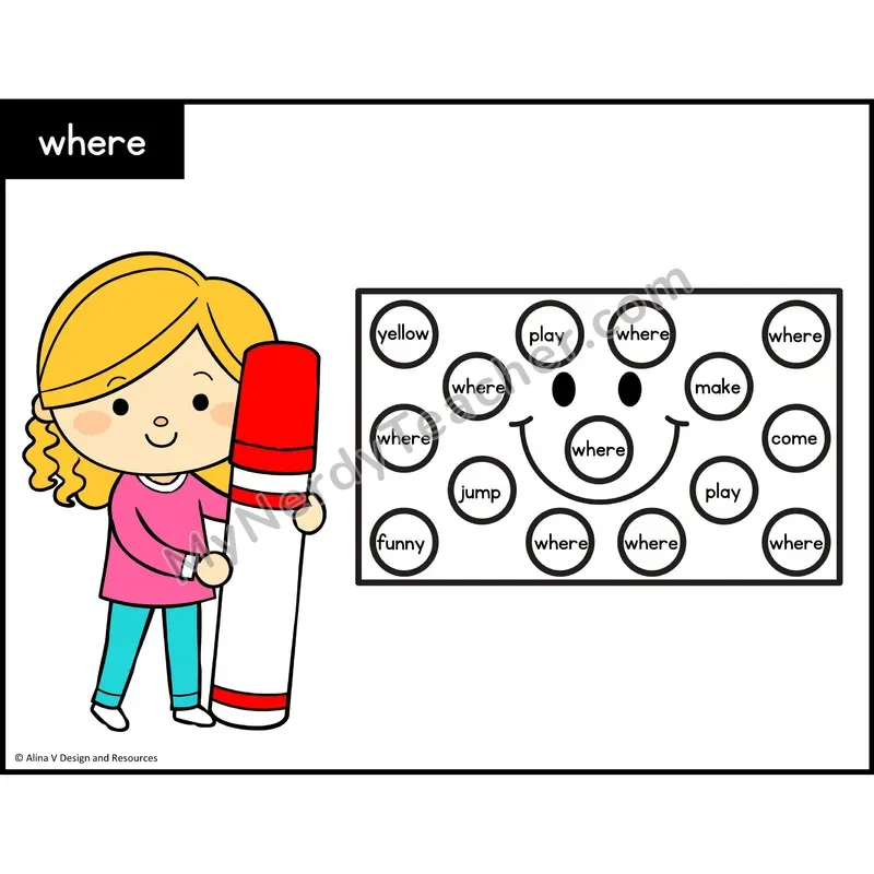 Sight Word Bingo Dab — Preschool - where
