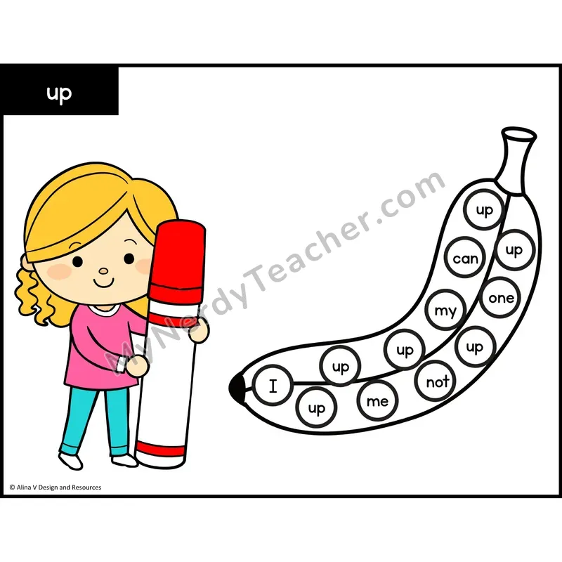 Sight Word Bingo Dab — Preschool - up