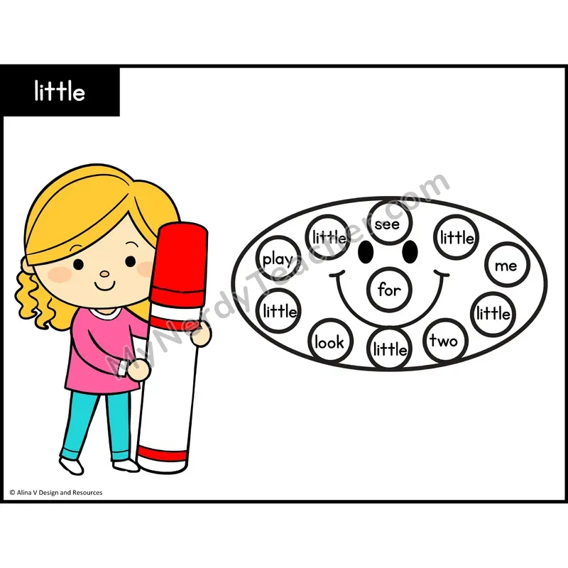 Sight Word Bingo Dab — Preschool - little