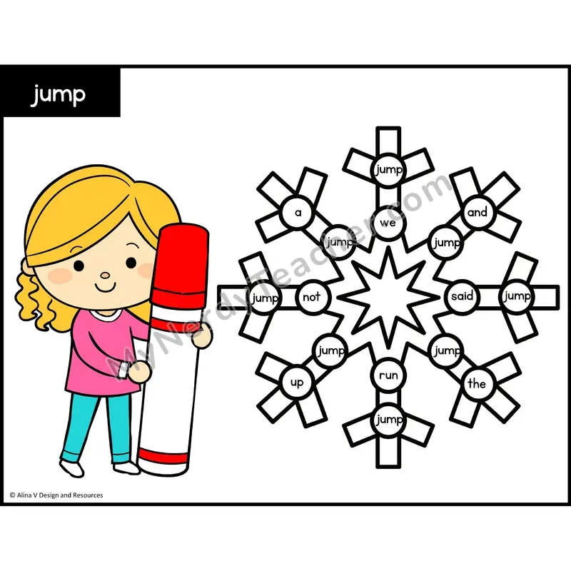 Sight Word Bingo Dab — Preschool - jump
