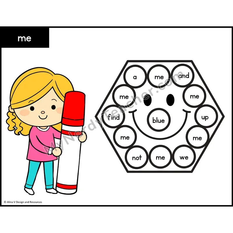 Sight Word Bingo Dab — Preschool - me