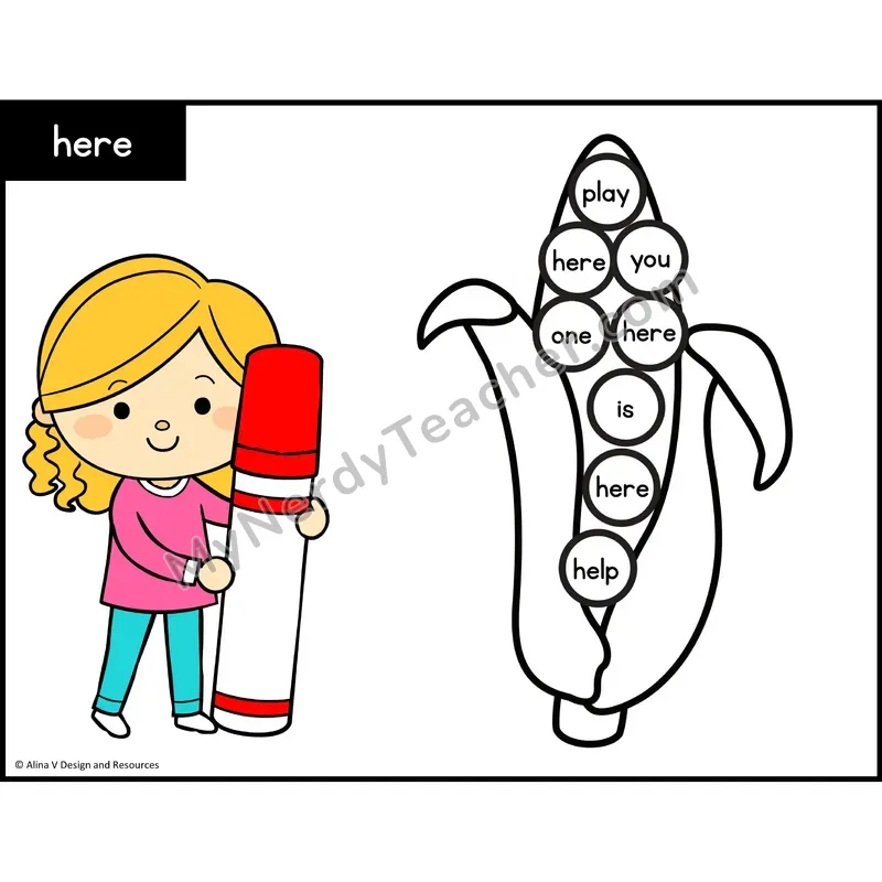 Sight Word Bingo Dab — Preschool - here