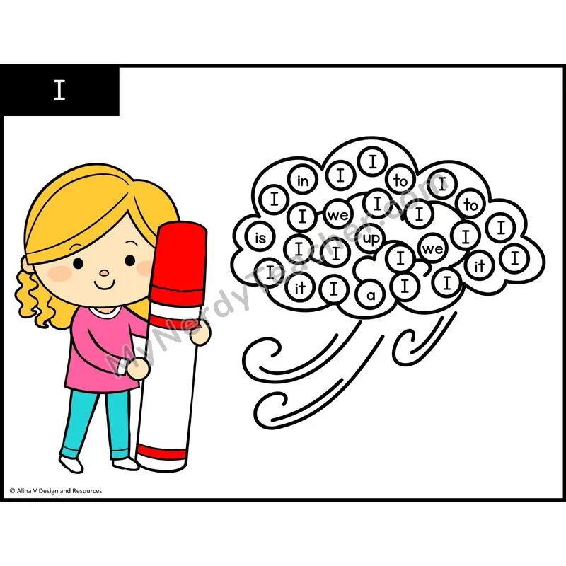 Sight Word Bingo Dab — Preschool - I