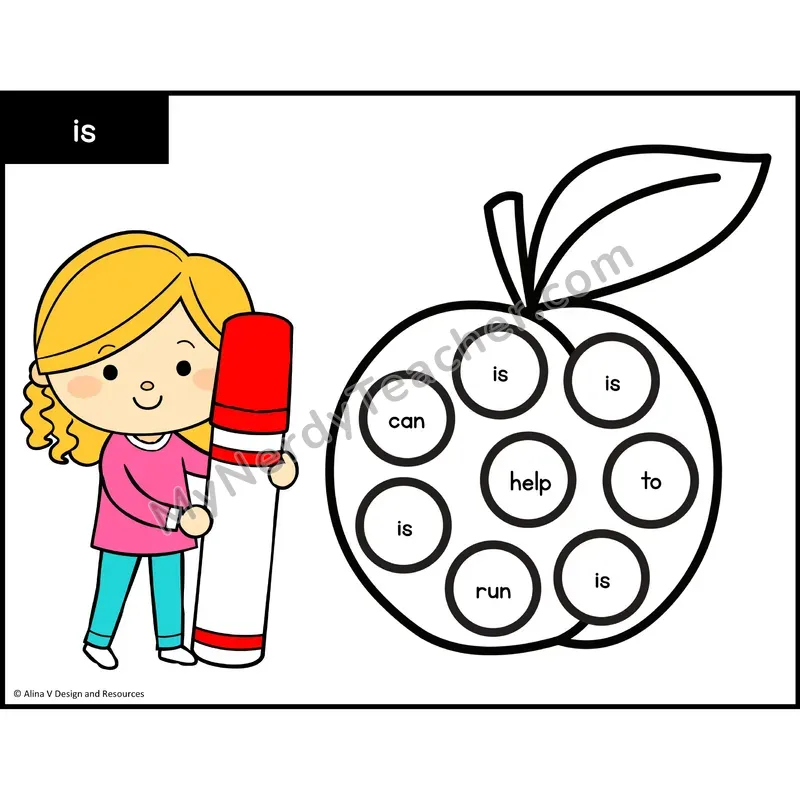 Sight Word Bingo Dab — Preschool - is