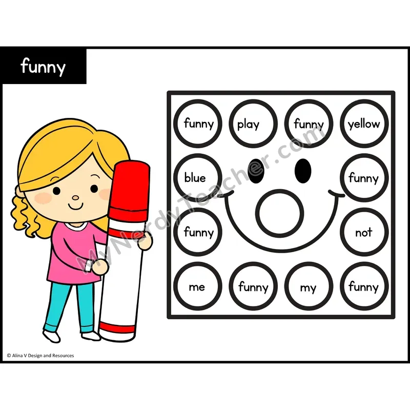 Sight Word Bingo Dab — Preschool - funny