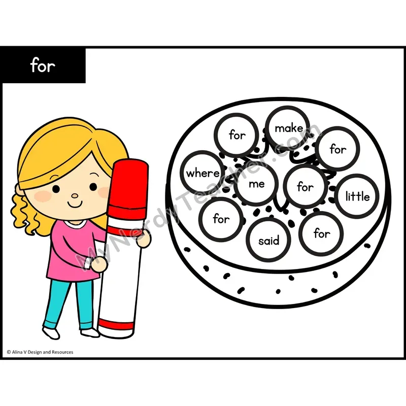 Sight Word Bingo Dab — Preschool - for