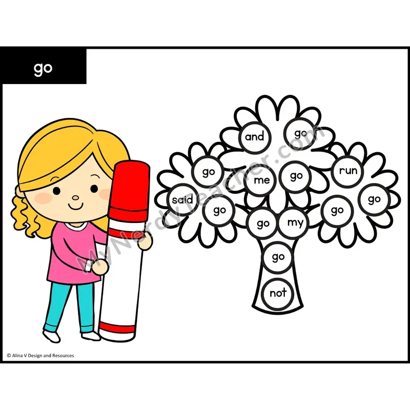 Sight Word Bingo Dab — Preschool - go