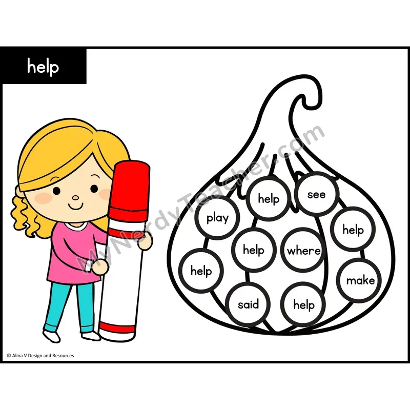 Sight Word Bingo Dab — Preschool - help