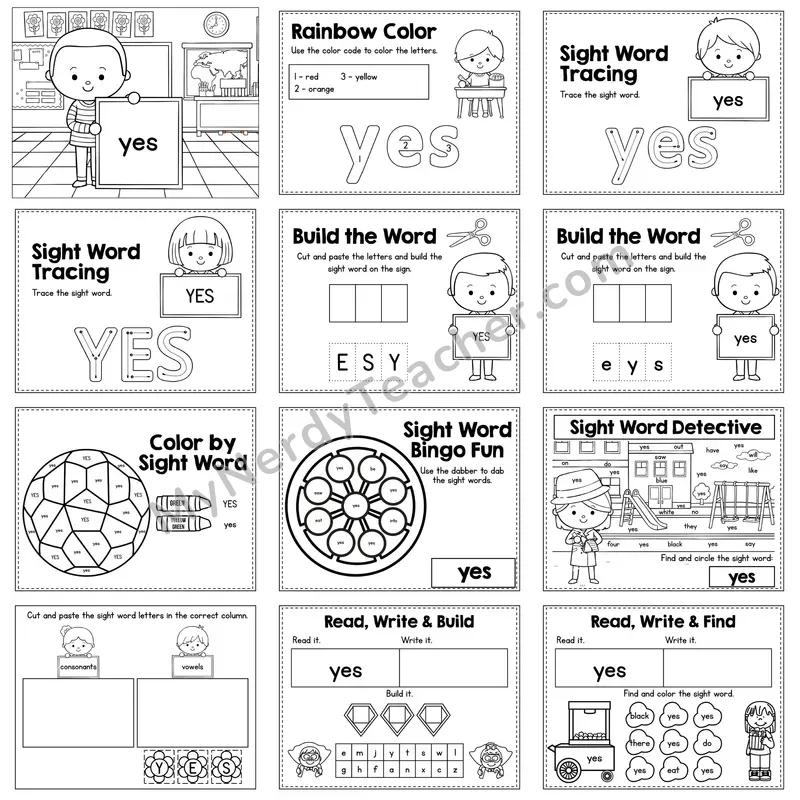 Sight Word Review Worksheet — yes
