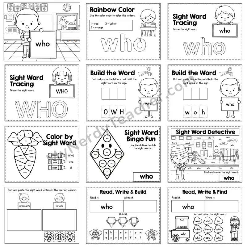 Sight Word Review Worksheet — who