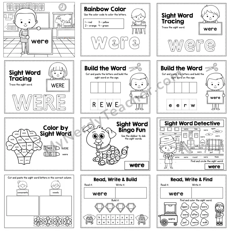 Sight Word Review Worksheet — were