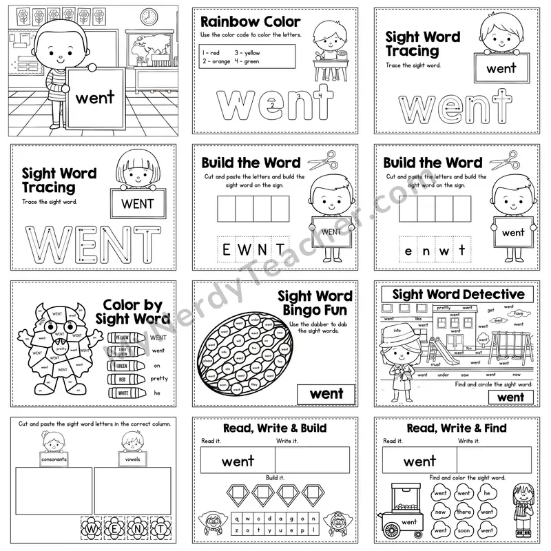 Sight Word Review Worksheet — went